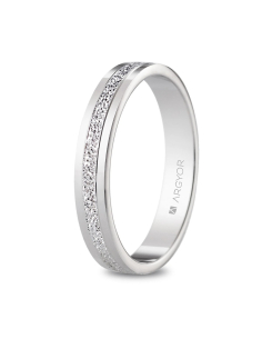 Alianza de Boda de oro blanco diamantada