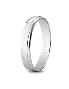Alianza de boda texturizada oro 9k blanco