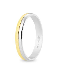 Alianza de boda oro 18k bicolor satinada brillo