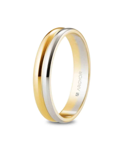 Alianza de boda bicolor 18k doble media caña