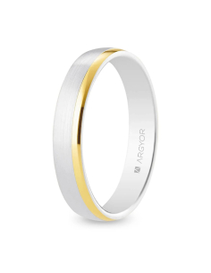 Alianza de boda bicolor 18k brillo mate