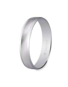 Alianza de boda en oro blanco de 9k banda central cóncava