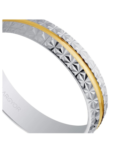 Alianza de boda bicolor 9k tallada. Diseño único💛