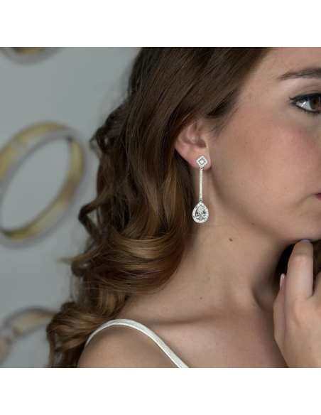 Pendientes de boda en oro blanco con circonitas ✨