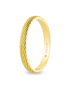 Alianza de boda artesanal en oro amarillo de 18k diseño de espiga