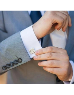 Gemelos de plata cuadrados personalizables 2