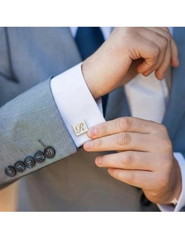 Gemelos de plata cuadrados personalizables-MODELO