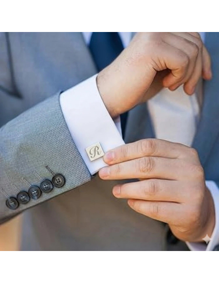 Gemelos de plata cuadrados personalizables-MODELO