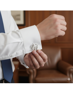 Gemelos de plata iniciales personalizables 2