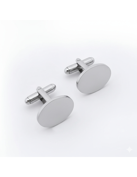 Gemelos de plata ovalados personalizables