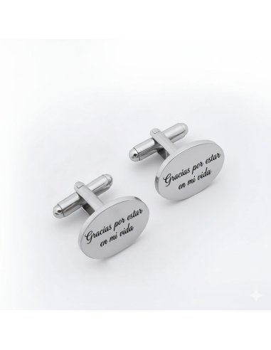 Gemelos de plata ovalados personalizables-FRASE