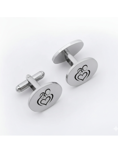 Gemelos de plata ovalados personalizables-DIBUJO