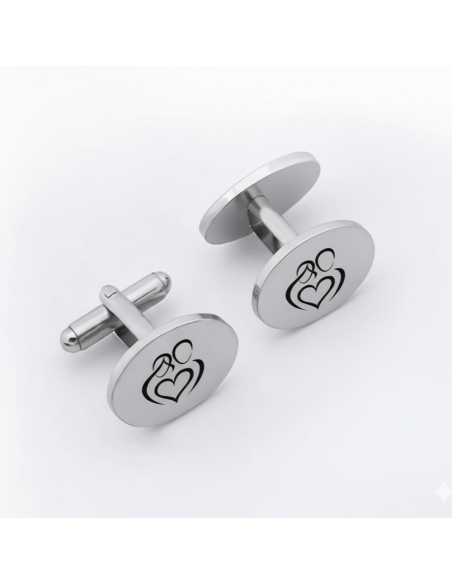 Gemelos de plata ovalados personalizables-DIBUJO