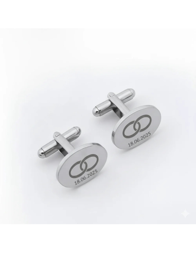 Gemelos de plata ovalados personalizables-FECHA