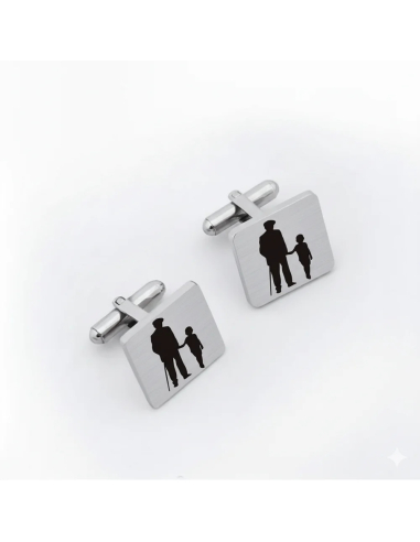 Gemelos de plata cuadrados personalizables-DIBUJO