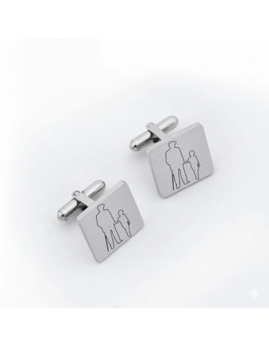 Gemelos de plata cuadrados personalizables-SILUETA