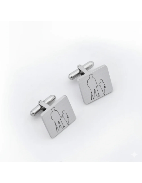 Gemelos de plata cuadrados personalizables-SILUETA