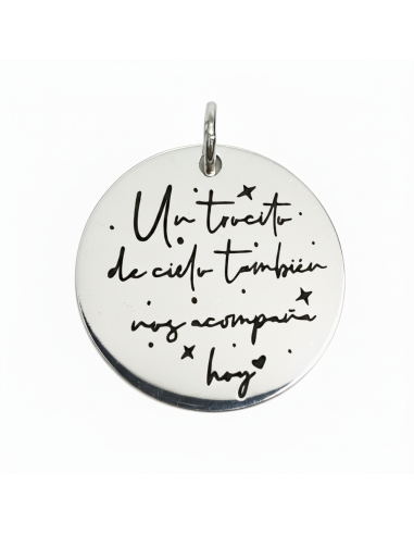 Medalla ramo de novia fotograbado color y frase doble cara-cruz