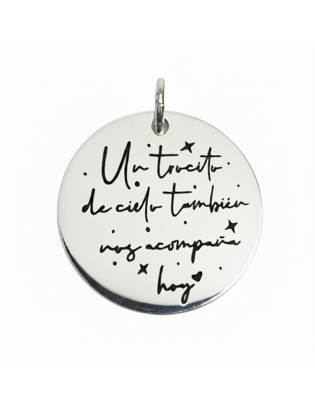 Medalla ramo de novia fotograbado color y frase doble cara-cruz