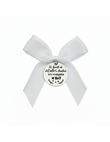 Medalla ramo de novia fotograbado y frase doble cara-cruz