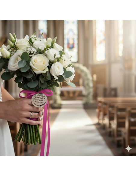 Medalla ramo de novia con frase personalizada-ramo