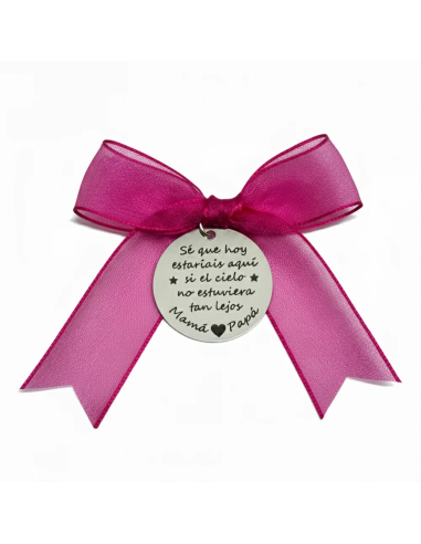 Medalla ramo de novia con frase personalizada-lazo