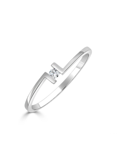 Anillo de compromiso "Clarette" oro blanco con 1 diamante