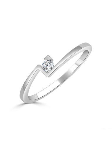 Anillo de compromiso "Vivienne" oro blanco con 1 diamante