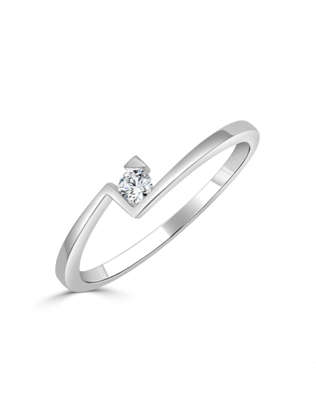 Anillo de compromiso "Vivienne" oro blanco con 1 diamante