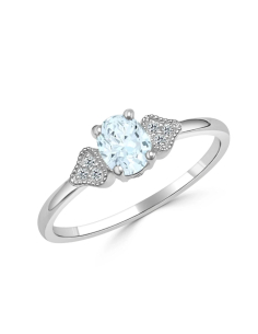 Anillo de compromiso Sophie oro blanco, aguamarina y diamantes