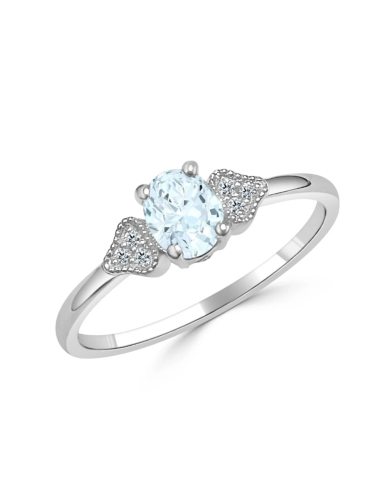 Anillo de compromiso Sophie oro blanco, aguamarina y diamantes