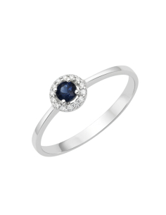 Anillo de compromiso Adelyn oro blanco, zafiro y diamantes