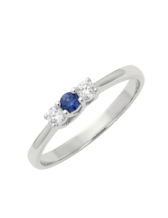 Anillo de compromiso Honorine oro blanco, zafiro y diamantes