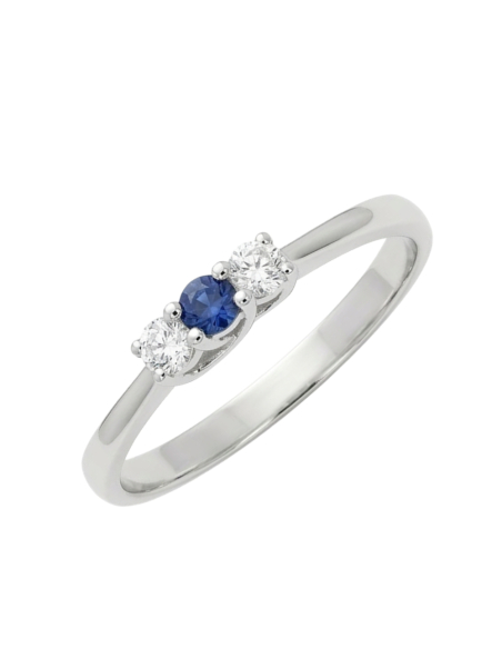 Anillo de compromiso Honorine oro blanco, zafiro y diamantes