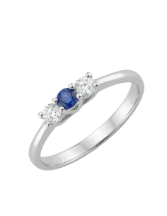 Anillo de compromiso Honorine 2 oro blanco, zafiro y diamantes