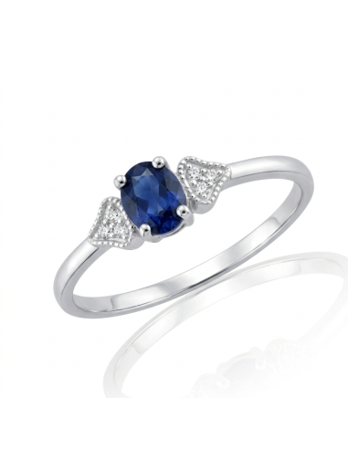 Anillo de compromiso Sophie 2 oro blanco, zafiro y diamantes