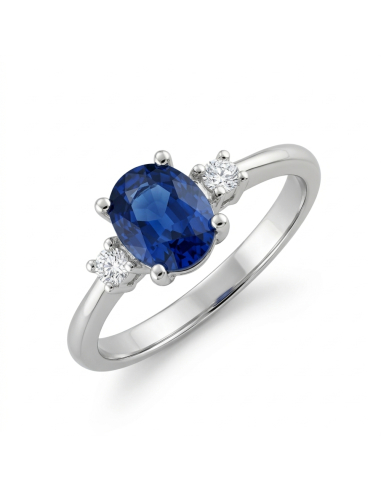 Anillo de compromiso Océane oro blanco, zafiro y diamantes