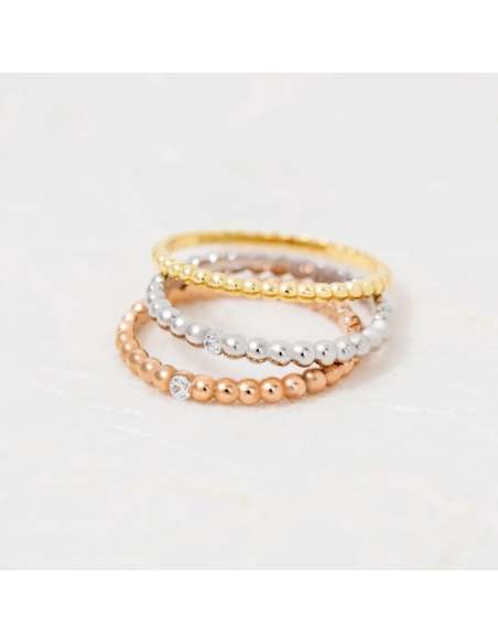 Alianza de boda en oro amarillo de 18k en forma perlada 2mm-2