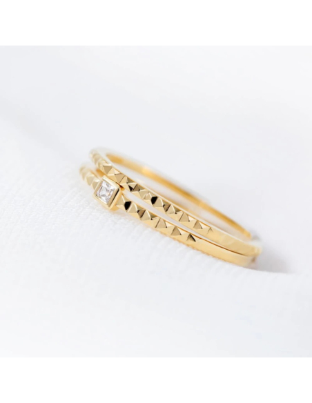 Alianza de boda en oro amarillo 18k con estilo de tachuelas-1