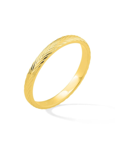 Alianza de boda artesanal en oro amarillo de 18k diseño de espiga-3