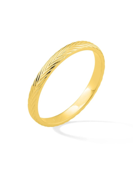 Alianza de boda artesanal en oro amarillo de 18k diseño de espiga-3