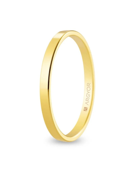 Alianza de boda clásica semi-bombeada oro amarillo de 9k 2mm