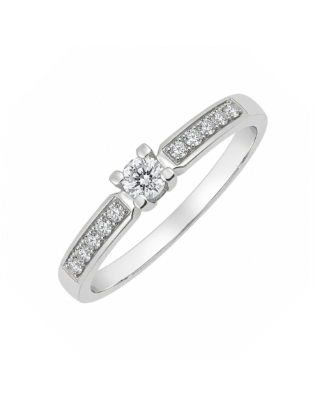 Anillo de compromiso "Mélanie 2" oro blanco y diamantes